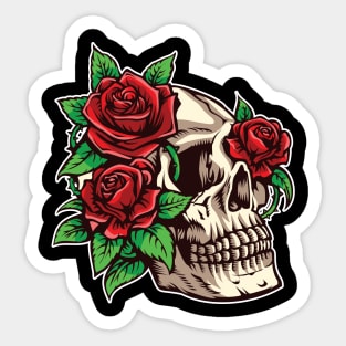 Skull Roses Sticker